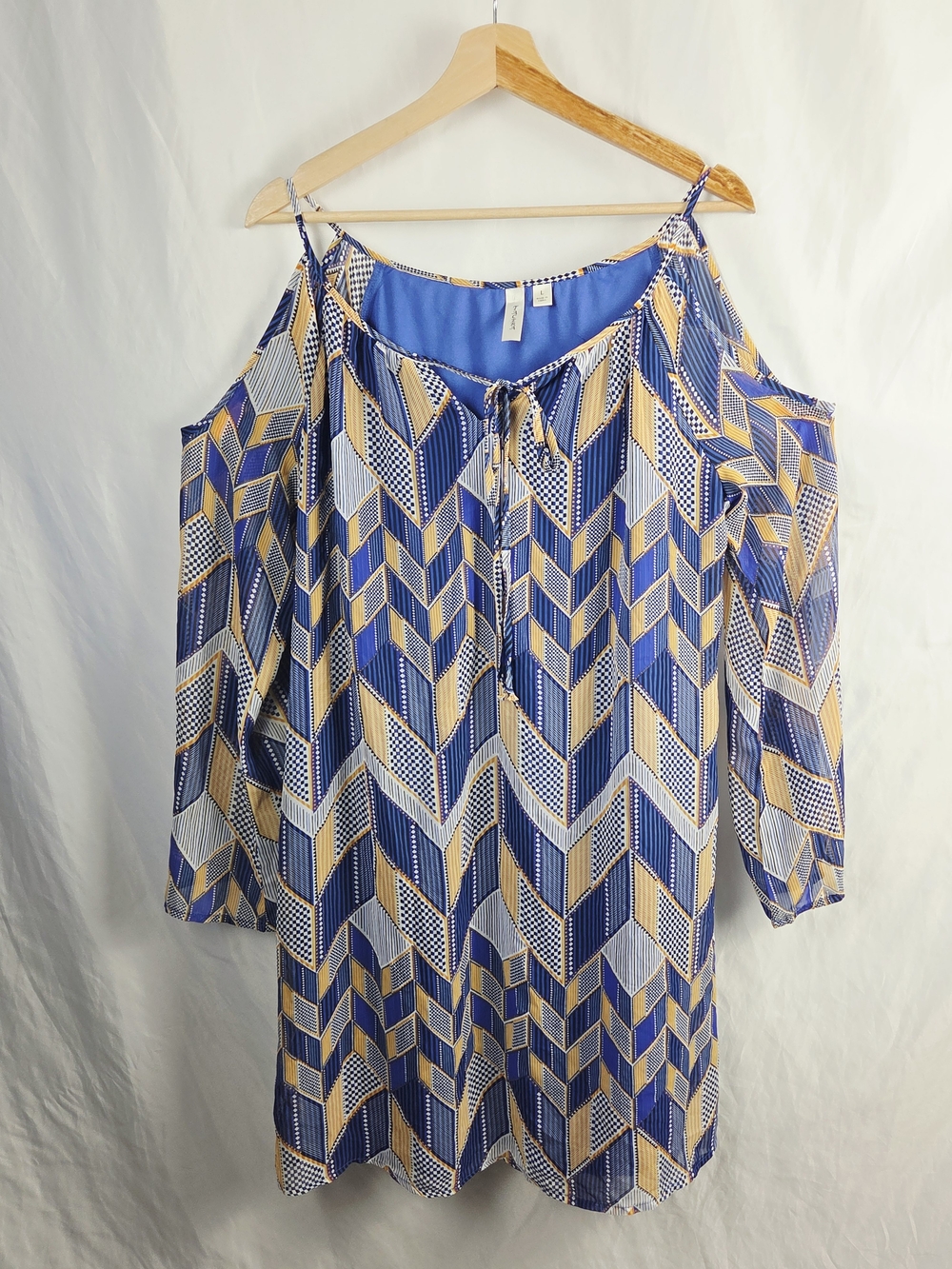 Tacera Cold-Shoulder Geometric Print Women's Dress Size Large